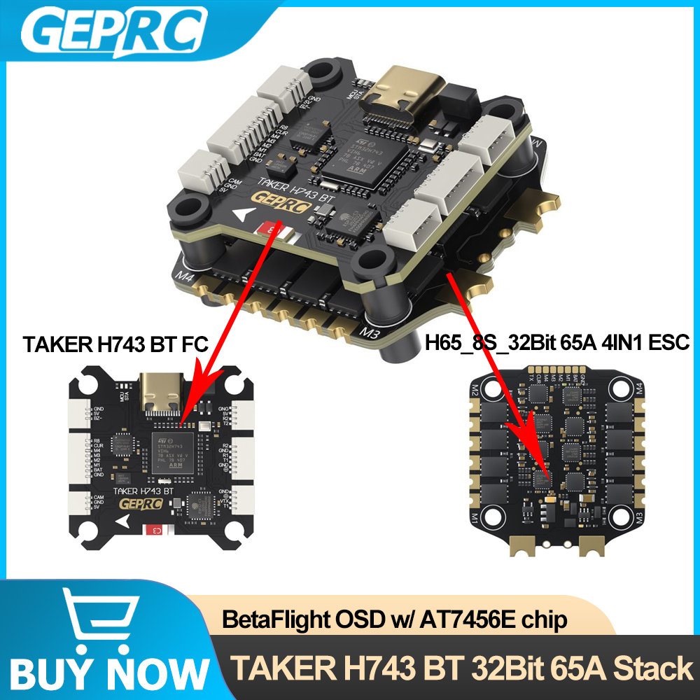 GEPRC TAKER H743 BT 32Bit 65A  - مراجعة Drone Racing Esc وسعره