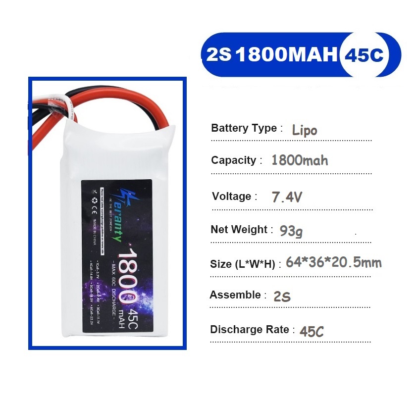 2 قطعة 7.4 فولت يبو 2S بطارية  - مراجعة Drone Racing Battery وسعره